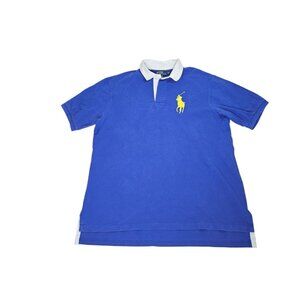 Vintage Polo Ralph Lauren Big Pony Rugby Polo Shirt Blue Men's 2XLT Tall